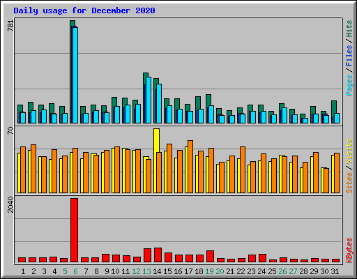 Daily usage for December 2020