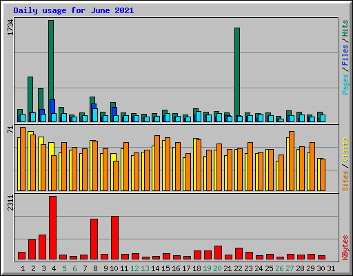 Daily usage for June 2021