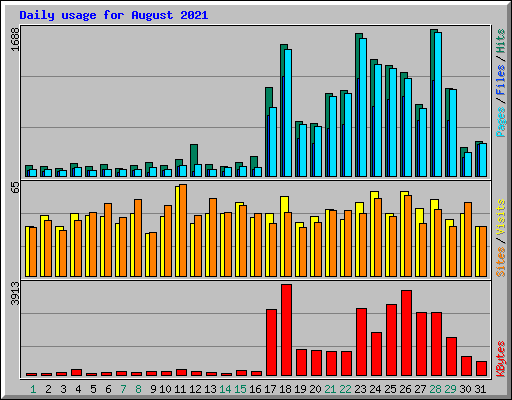 Daily usage for August 2021