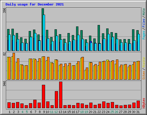 Daily usage for December 2021