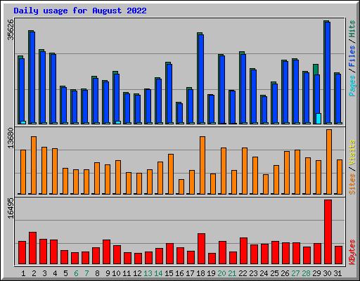 Daily usage for August 2022